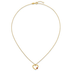 14k Polished Heart with Red and Black Enamel Ladybug 15.5 inch Childrens Necklace Plus 0.75 inch Extender