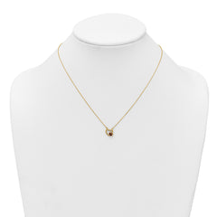 14K Polished Red and Black Enameled Ladybug on Heart 17 inch Necklace