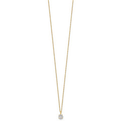 14k Polished 5.00mm Round CZ Solitaire 18 inch Necklace