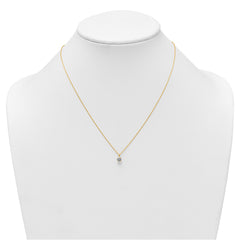 14k Polished 5.00mm Round CZ Solitaire 18 inch Necklace