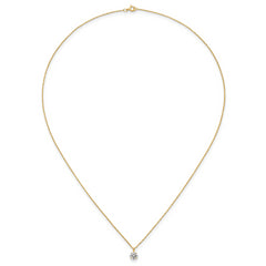 14k Polished 5.00mm Round CZ Solitaire 18 inch Necklace