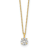 14k Polished 5.00mm Round CZ Solitaire 18 inch Necklace