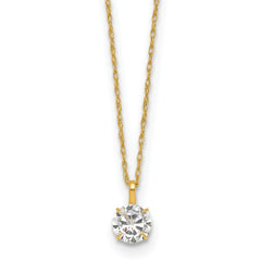 14k Polished 5.00mm Round CZ Solitaire 18 inch Necklace