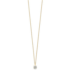 14k Polished 6.00mm Round CZ Solitaire 18 inch Necklace