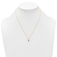 14k Polished 6.00mm Round CZ Solitaire 18 inch Necklace