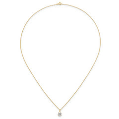 14k Polished 6.00mm Round CZ Solitaire 18 inch Necklace