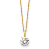14k Polished 6.00mm Round CZ Solitaire 18 inch Necklace