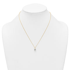 14k Polished 7.00mm Round CZ Solitaire 18 inch Necklace