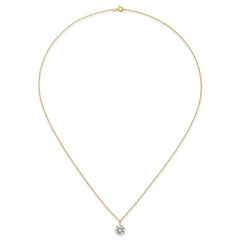 14k Polished 7.00mm Round CZ Solitaire 18 inch Necklace