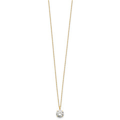 14k Polished 8.00mm Round CZ Solitaire 18 inch Necklace