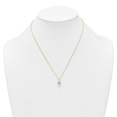 14k Polished 8.00mm Round CZ Solitaire 18 inch Necklace