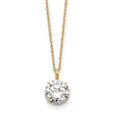 14k Polished 8.00mm Round CZ Solitaire 18 inch Necklace