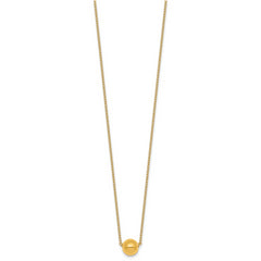 14k Polished 7.5mm Round Bead 16 inch Necklace Plus 2 inch Extender