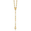 14k Polished Cross and Miraculous Medal Diamond-cut Beaded 16.75 inch Rosary Necklace with 2 inch Extender