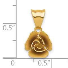 14k Brushed Rose Flower Pendant
