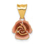14k with Rose-tone Rhodium Brushed Rose Flower Pendant