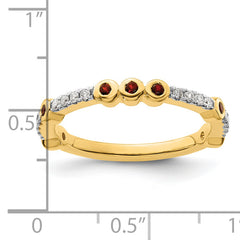 14k Stackable Expressions Garnet and Diamond Ring
