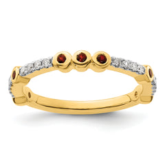 14k Stackable Expressions Garnet and Diamond Ring