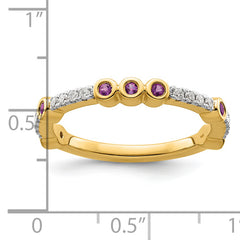 14k Stackable Expressions Amethyst and Diamond Ring