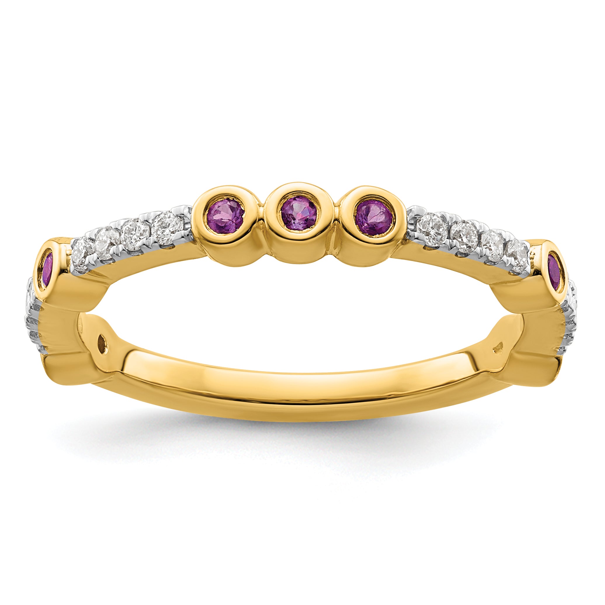 14k Stackable Expressions Amethyst and Diamond Ring