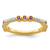 14k Stackable Expressions Amethyst and Diamond Ring
