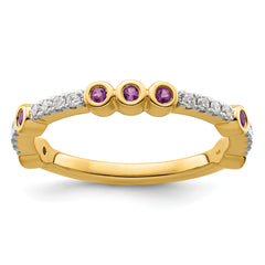 14k Stackable Expressions Amethyst and Diamond Ring