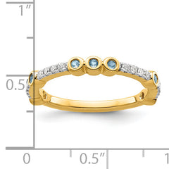 14k Stackable Expressions Aquamarine and Diamond Ring
