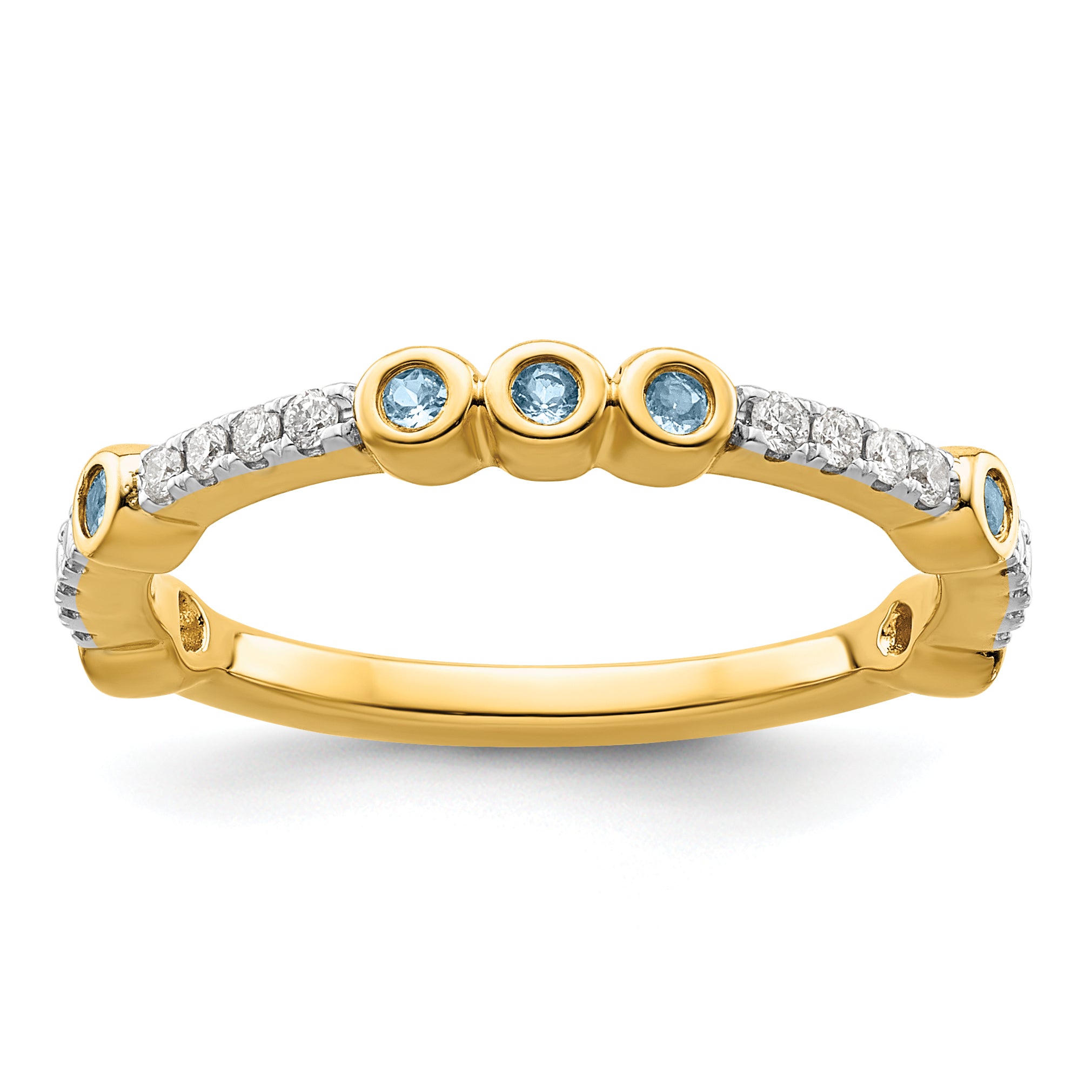 14k Stackable Expressions Aquamarine and Diamond Ring