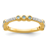 14k Stackable Expressions Aquamarine and Diamond Ring