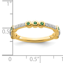 14k Stackable Expressions Created Emerald and Diamond Ring