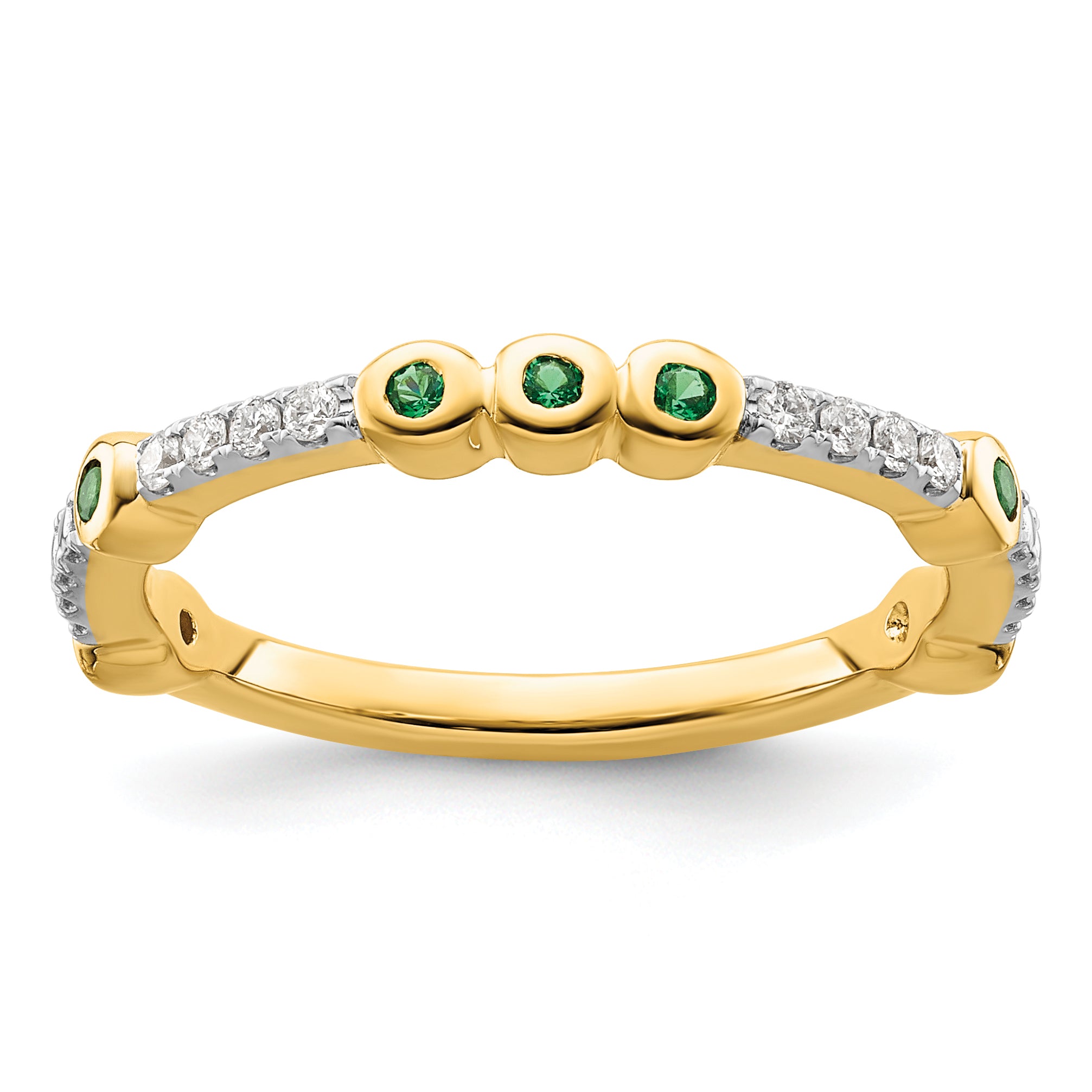 14k Stackable Expressions Created Emerald and Diamond Ring