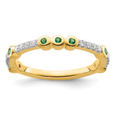 14k Stackable Expressions Created Emerald and Diamond Ring