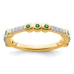 14k Stackable Expressions Created Emerald and Diamond Ring