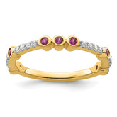 14k Stackable Expressions Rhodolite Garnet and Diamond Ring