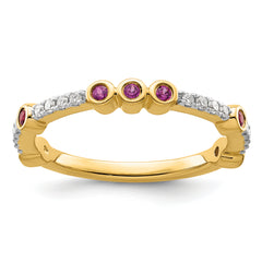 14k Stackable Expressions Rhodolite Garnet and Diamond Ring