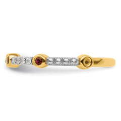 14k Stackable Expressions Created Ruby and Diamond Ring
