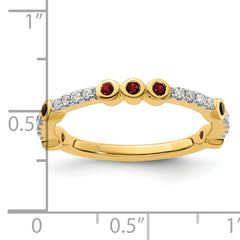 14k Stackable Expressions Created Ruby and Diamond Ring