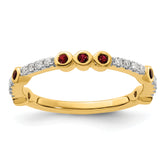 14k Stackable Expressions Created Ruby and Diamond Ring
