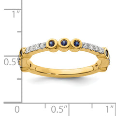 14k Stackable Expressions Created Sapphire and Diamond Ring