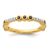 14k Stackable Expressions Created Sapphire and Diamond Ring