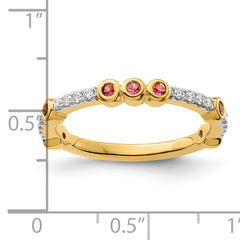 14k Stackable Expressions Pink Tourmaline and Diamond Ring