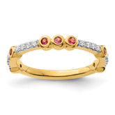 14k Stackable Expressions Pink Tourmaline and Diamond Ring