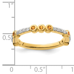14k Stackable Expressions Citrine and Diamond Ring