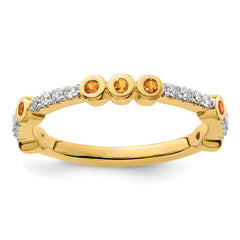 14k Stackable Expressions Citrine and Diamond Ring