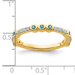 14k Stackable Expressions Blue Topaz and Diamond Ring