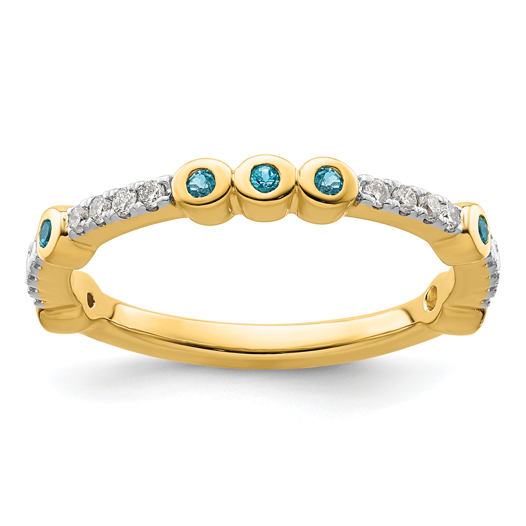 14k Stackable Expressions Blue Topaz and Diamond Ring