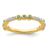 14k Stackable Expressions Blue Topaz and Diamond Ring