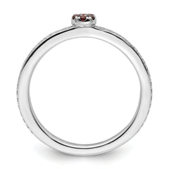 14k White Gold Stackable Expressions Garnet and Diamond Ring