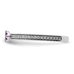 14k White Gold Stackable Expressions Amethyst and Diamond Ring
