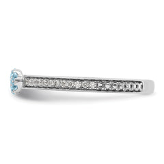 14k White Gold Stackable Expressions Aquamarine and Diamond Ring